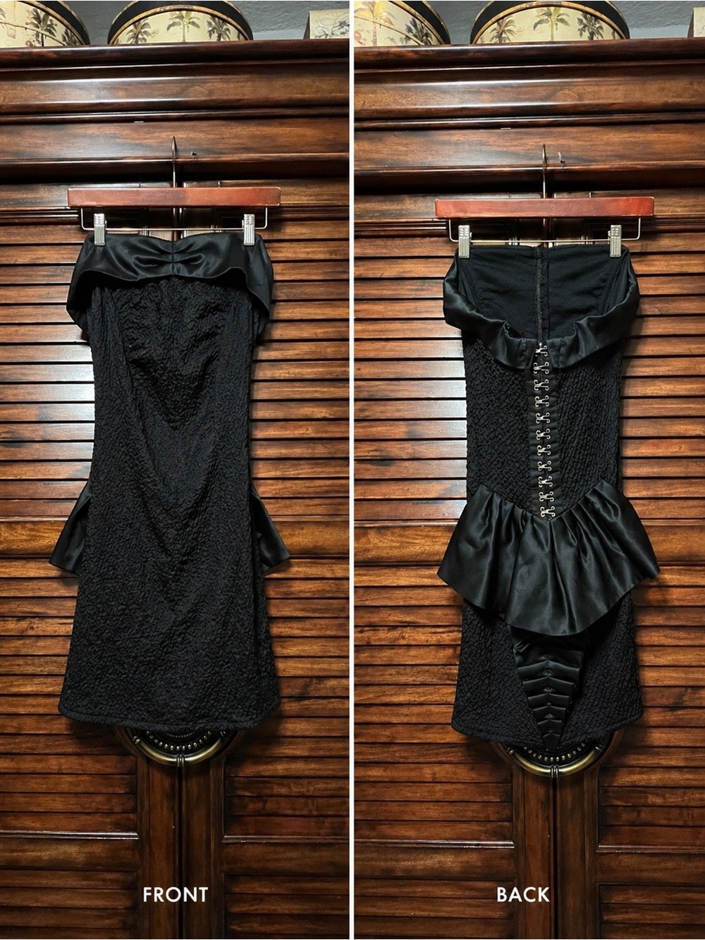 Sakai Paris Vintage 90’s Black Strapless Corset Whimsigoth Mini Dress Sz 1